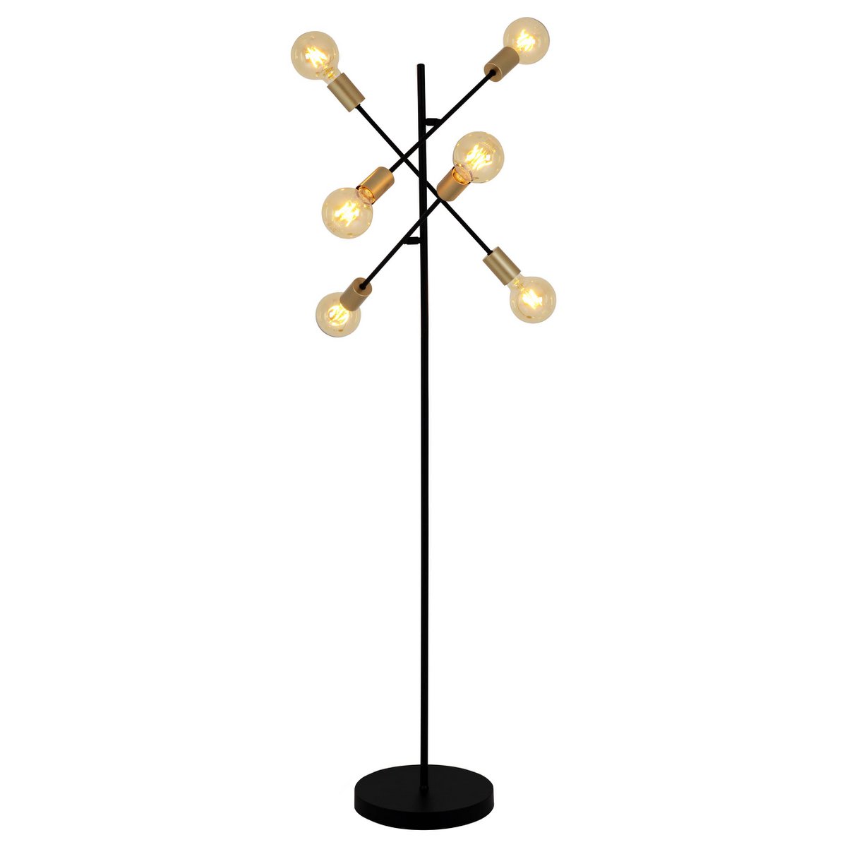 Staande lamp "Modo" gemaakt van zwart in zwart, versies in goud, E27 -aansluiting, vloerlamp voor woonkamer, eetkamer, keuken, gang, gang of kantoor, 150 x 49 cm