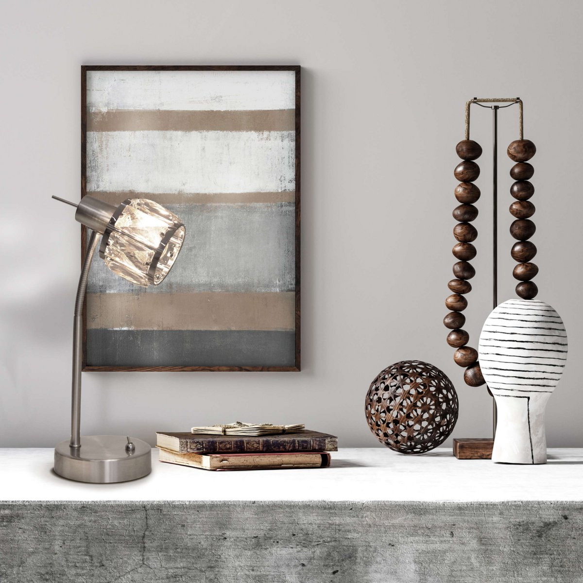 LED -tafellamp "Josefa", tafellamp gemaakt van metaal en glas in roestvrijstalen optica, met E14 -versie Filamentlamp inbegrepen, licht voor woonkamer, eetkamer, gang of gang 34,5 x 17,5 cm