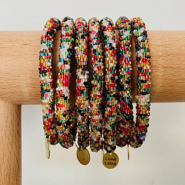 Luna -ieena kralen armbandroll - Multicolor - volwassen - hand gehaakte uit glazen kralen in Nepal