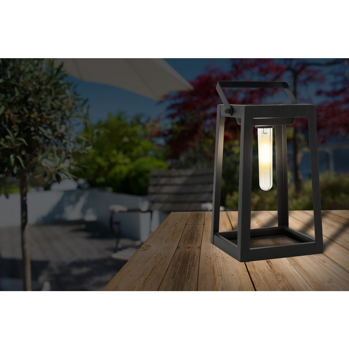 LED -decoratieve lamp, voor buiten, decoratie metaal en plastic in het zwart, met geïntegreerde LED