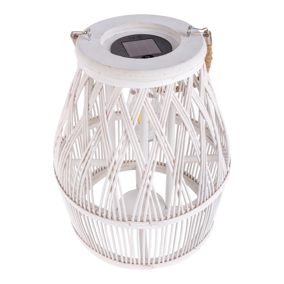 Led Solar Decolor "Korbinian" voor de tuin en het terras gemaakt van hout en rattan in de natuur, zonnelamp 34 cm hoog