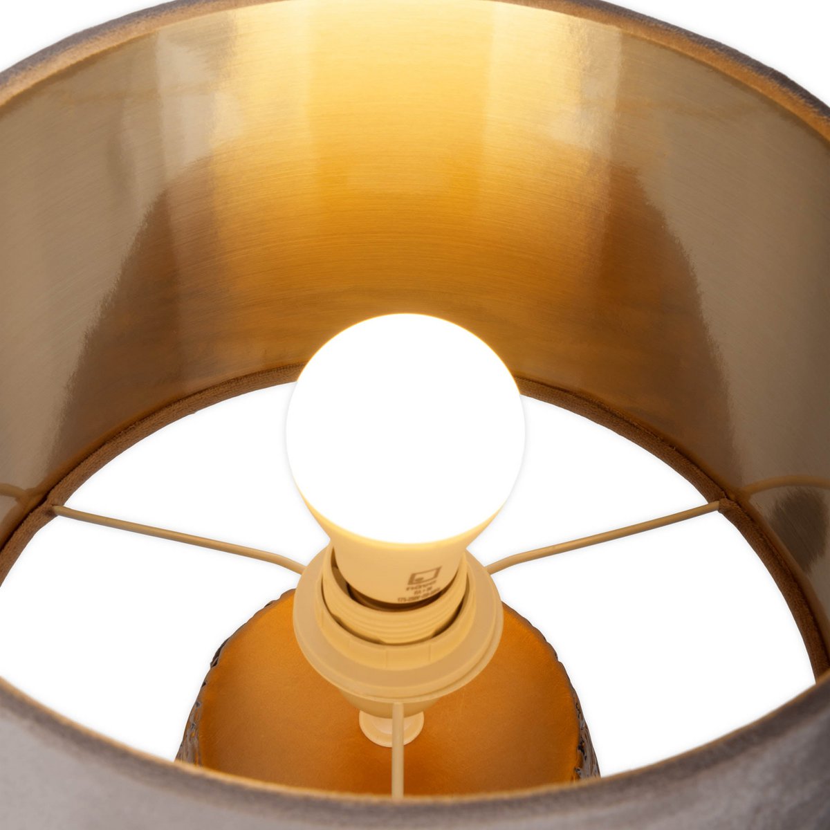 Keramische tafellamp "Bronco", tafellamp, keramiek, beige/grijs/goud, met E14 -aansluiting, voor eetkamer, woonkamer, gang of kantoor, 39 cm hoog