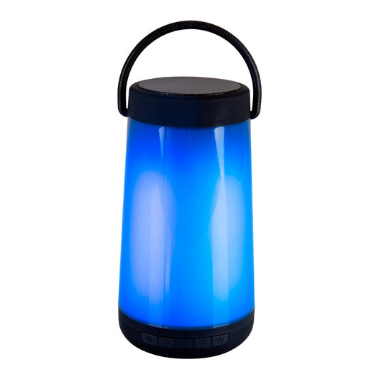 LED -tafellicht met BT -luidspreker "Festa" voor buitenruimte gemaakt van zwart plastic met geïntegreerde LED's, 18 cm hoog