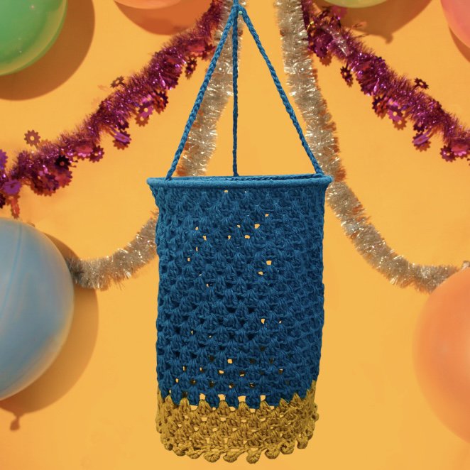 Luna -Leena Lampion Crochet - Turquoise - Organisch katoen - Handhaak in Nepal