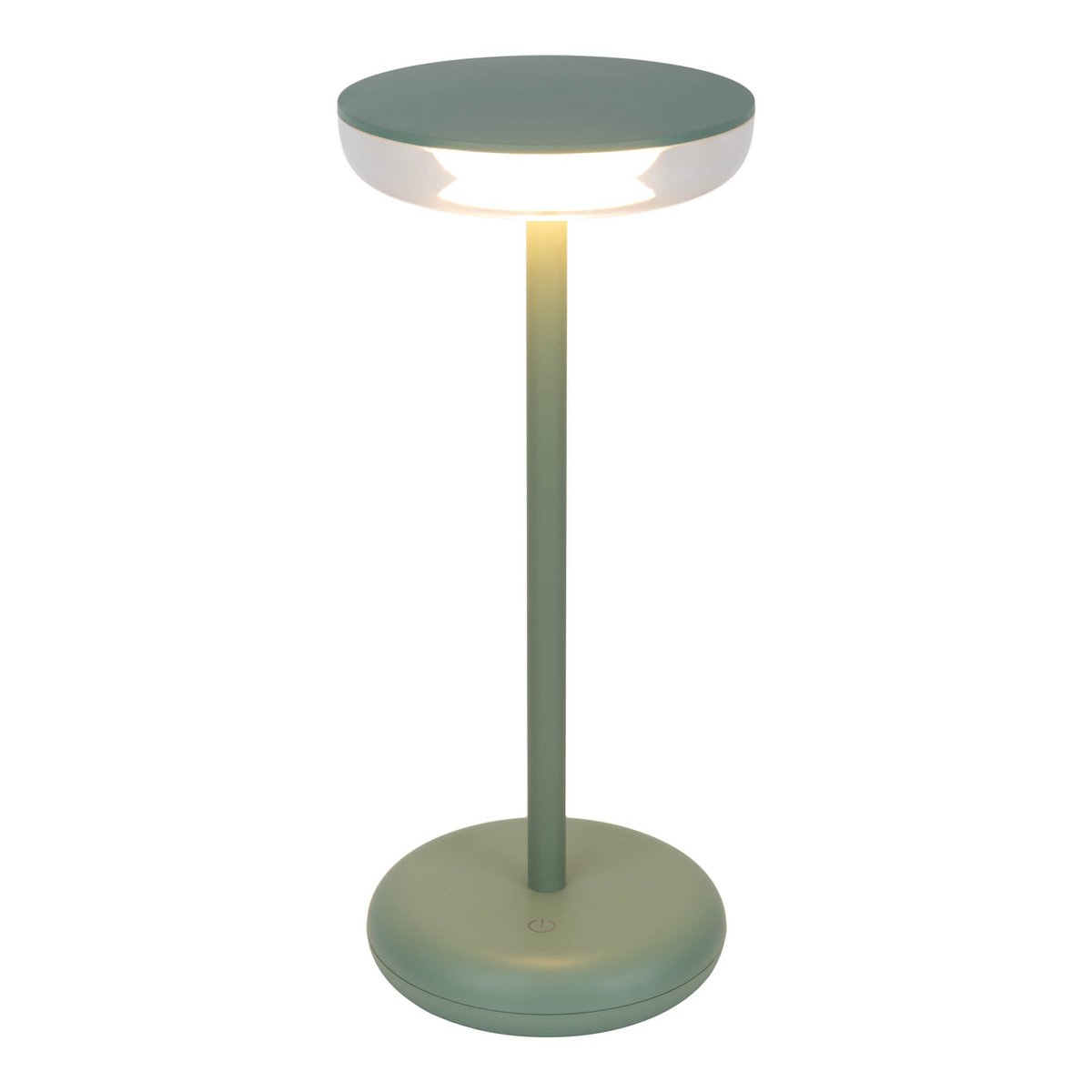 Noteloze tabletlamp "PASI" voor buiten en binnen, gemaakt van metaal en plastic in mint, dimbaar, met aanraking en geheugenfunctie, ca. 26 cm hoog