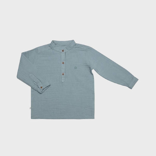 OrganicEra Biologisch Mousseline L/S Kindershirt, Aqua