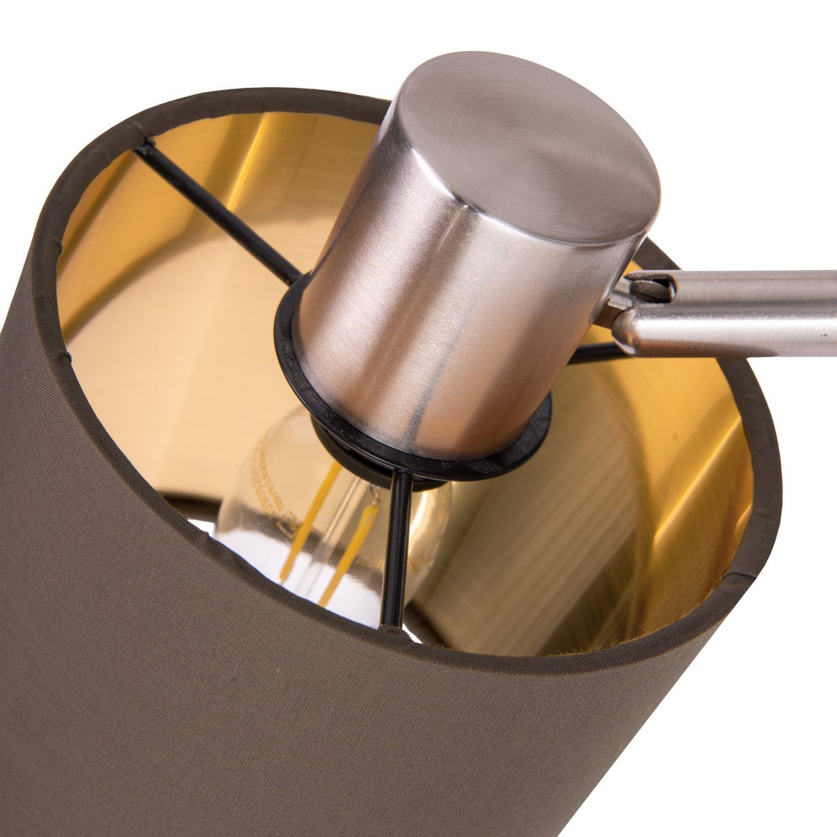 Tafellamp "Maron" gemaakt van metaal-satine-meter met stof paraplu's in bruin, met E14-aansluiting, lamp voor woonkamer, eetkamer, gang en kantoor, tafellamp 51 cm hoog