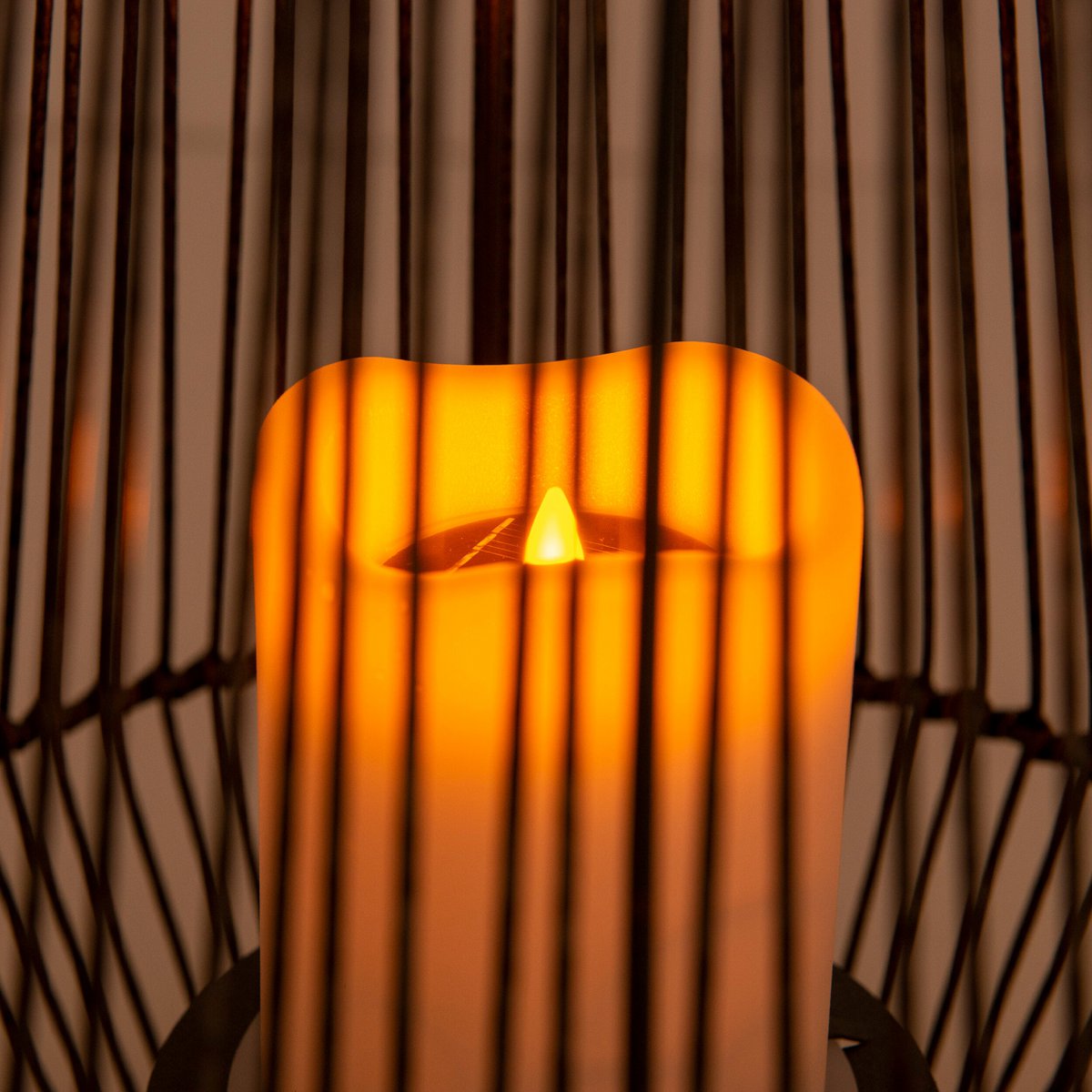 LED Solar Lamp "Plasto" Ø 26 cm buiten gemaakt van bruin metaal en plastic