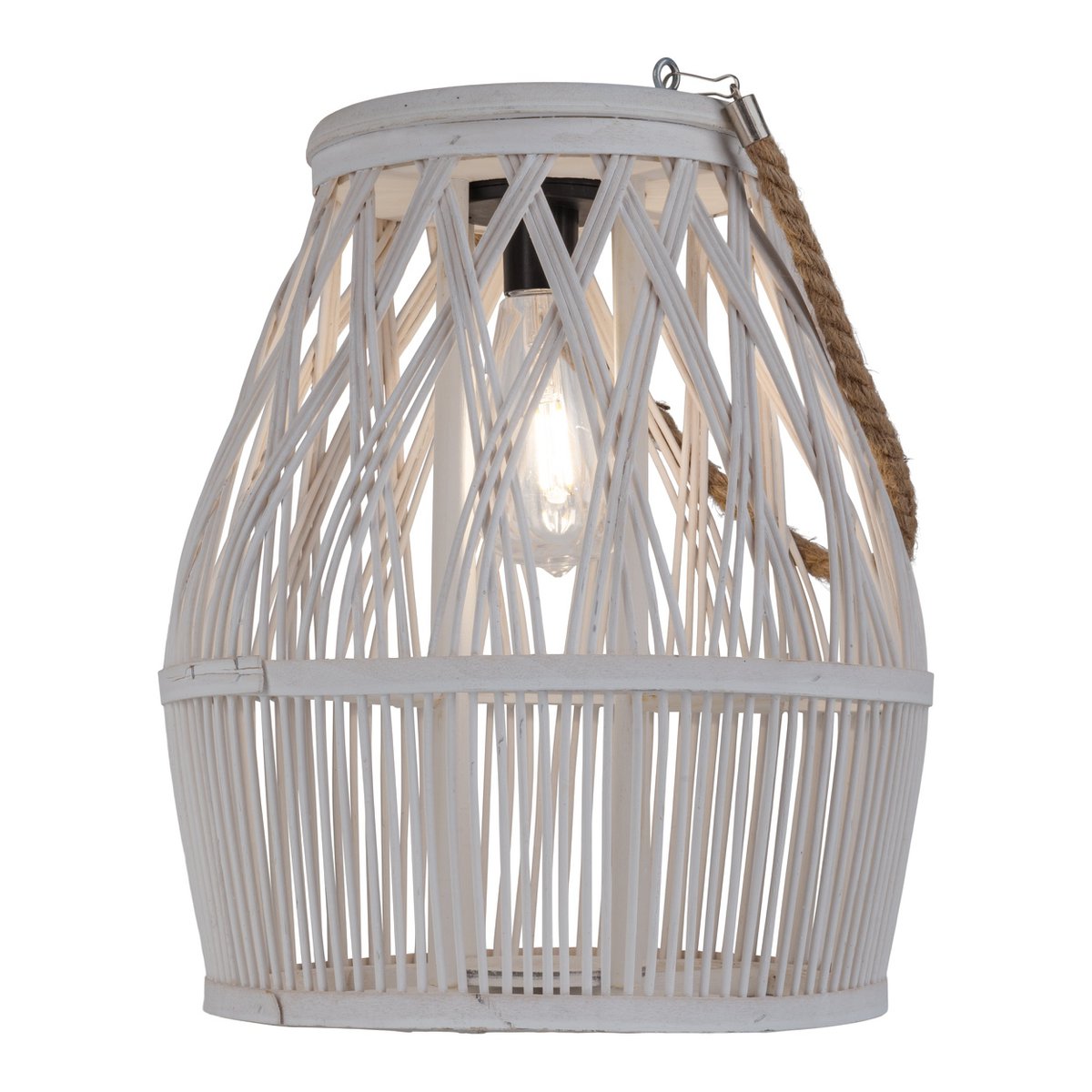 Led Solar Decolor "Korbinian" voor de tuin en het terras gemaakt van hout en rattan in de natuur, zonnelamp 34 cm hoog