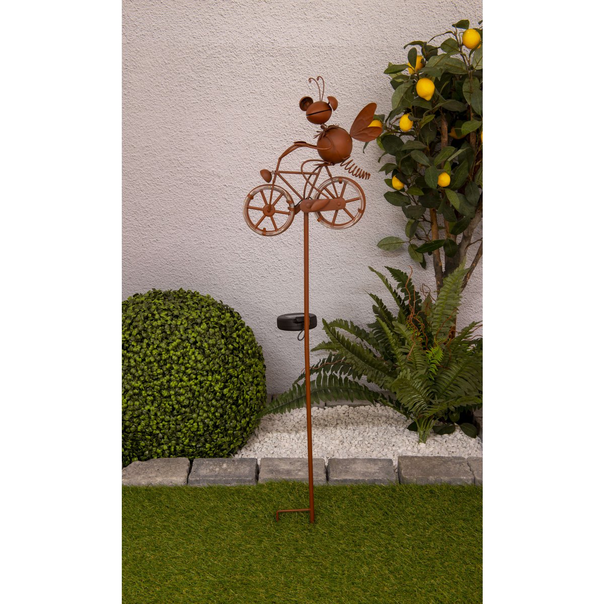 LED Solar Earth Skeer Skeer Brown H: 88cm, voor buiten, metaal en plastic aarde spies in bruin, met geïntegreerde LED