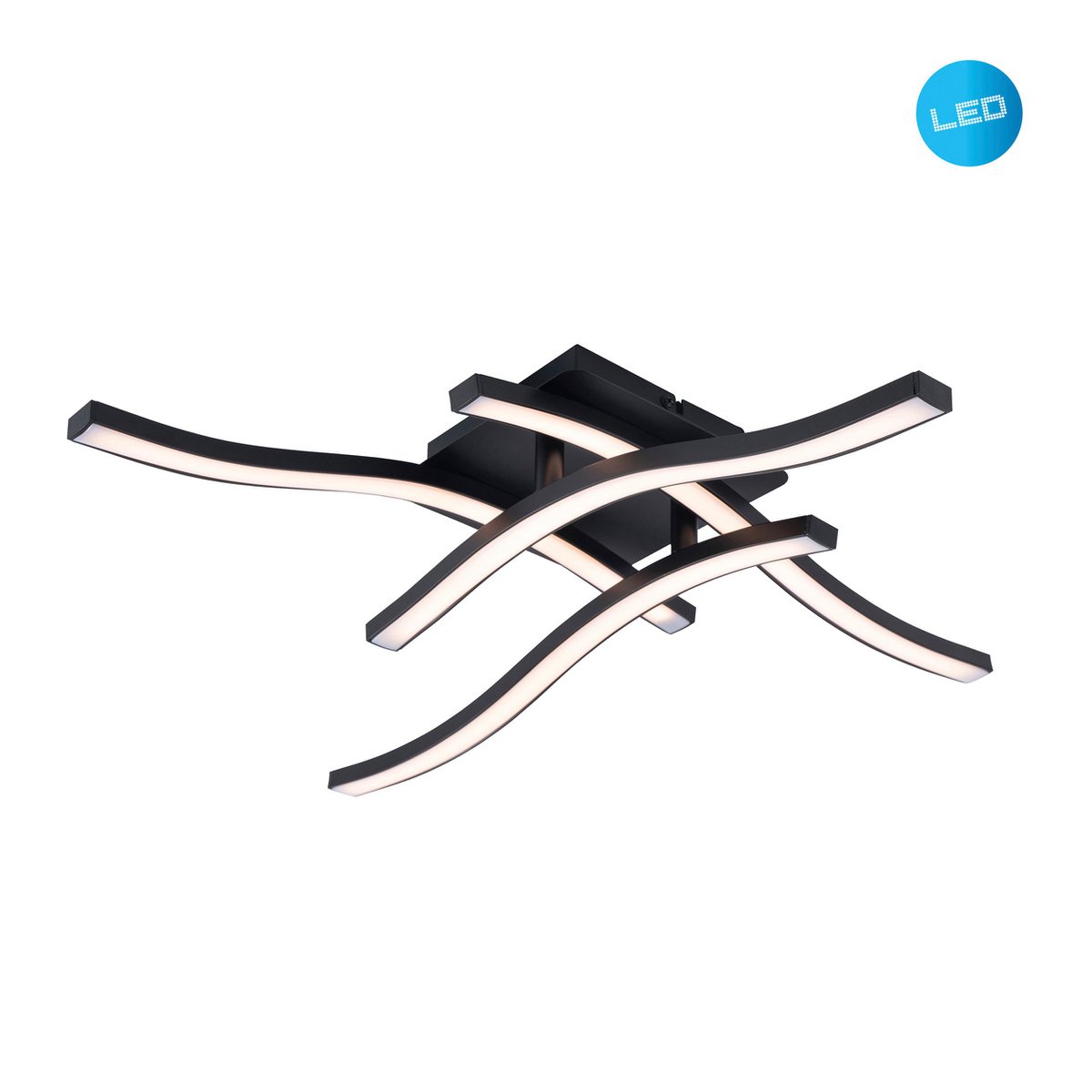 LED -plafondlamp "Onda" S: 45 cm, plafondlamp gemaakt van metaal en plastic in zwart "LED -vaste, verlichting voor woonkamer, eetkamer of kantoor 45 x 45 cm