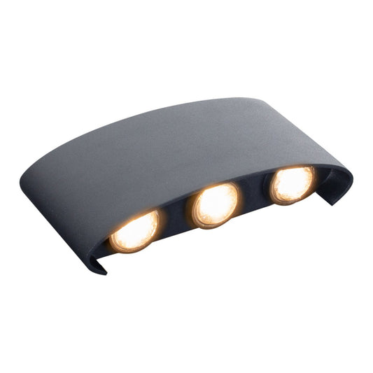 LED Outer Wall Lamp "Auron", gemaakt van metaal in antraciet, met geïntegreerde LED