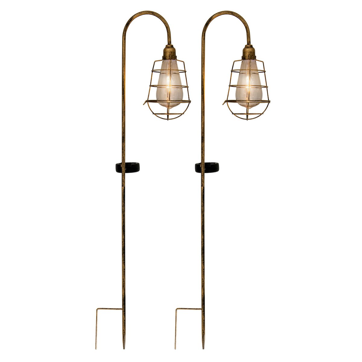 2 Set LED Decoratief Solar Earth Spit "Gitti" H: 76,5 cm, voor buiten, gemalen spiesjes gemaakt van metaal en plastic, in oude maaltijd, met geïntegreerde LED