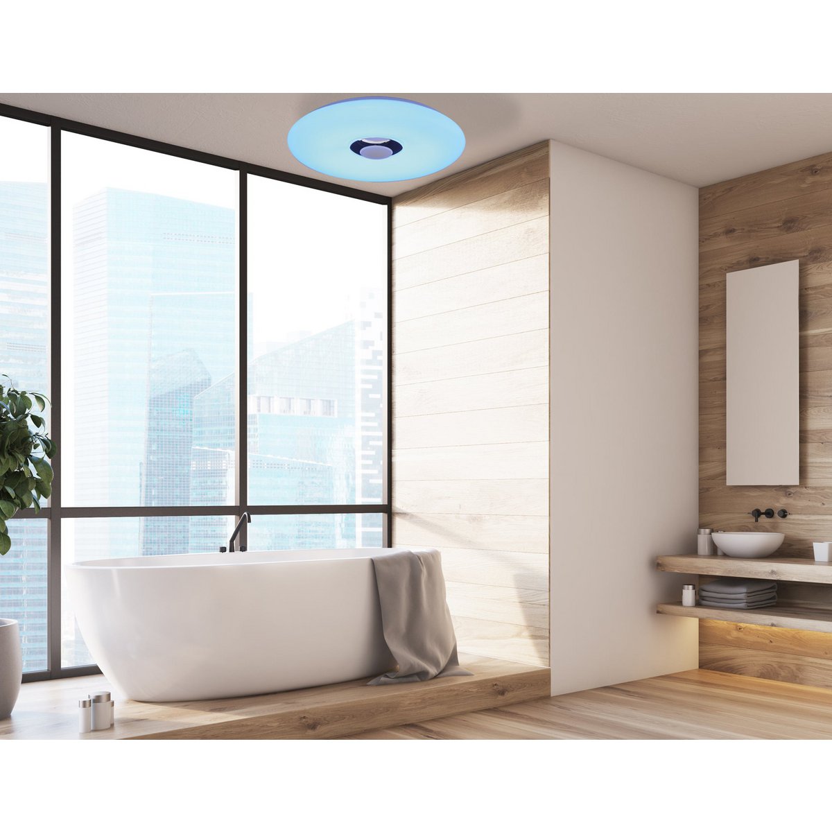 LED -plafondlicht "Nashville" Ø 40 cm, vele functies, gemaakt van metaal en plastic, wit, met geïntegreerde LED's, verlichting voor woonkamers, gang of kantoor