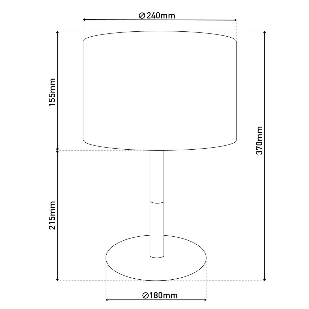 Textieltafel Licht "Tessile", tafellamp gemaakt van metaal, textiel en rubberen boom in zwart,/Natuur, met E14 -aansluiting, voor eetkamer, woonkamer, gang of kantoor, 37 cm hoog