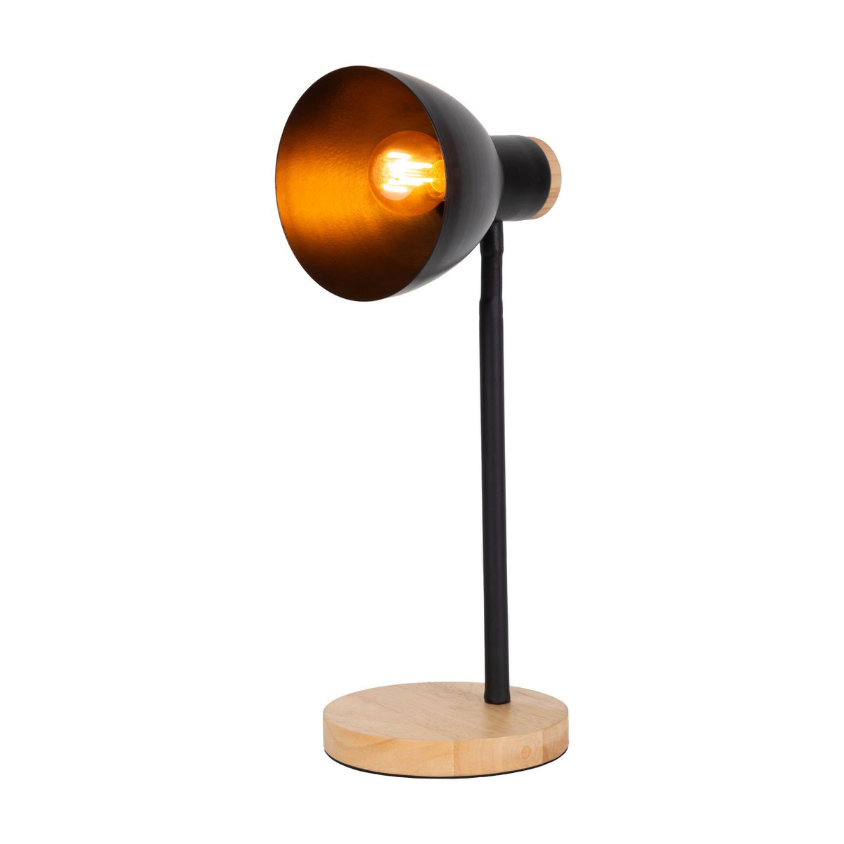 "Marie" bureaulamp gemaakt van metaal en hout, E14, zwart, 36,5 cm hoog