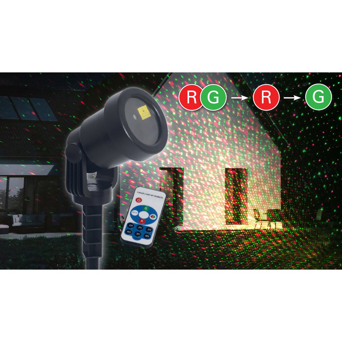 Laser buiten spion met projector, spies gemaakt van plastic, kleurrijk, met geïntegreerde LED, spotlight voor buiten