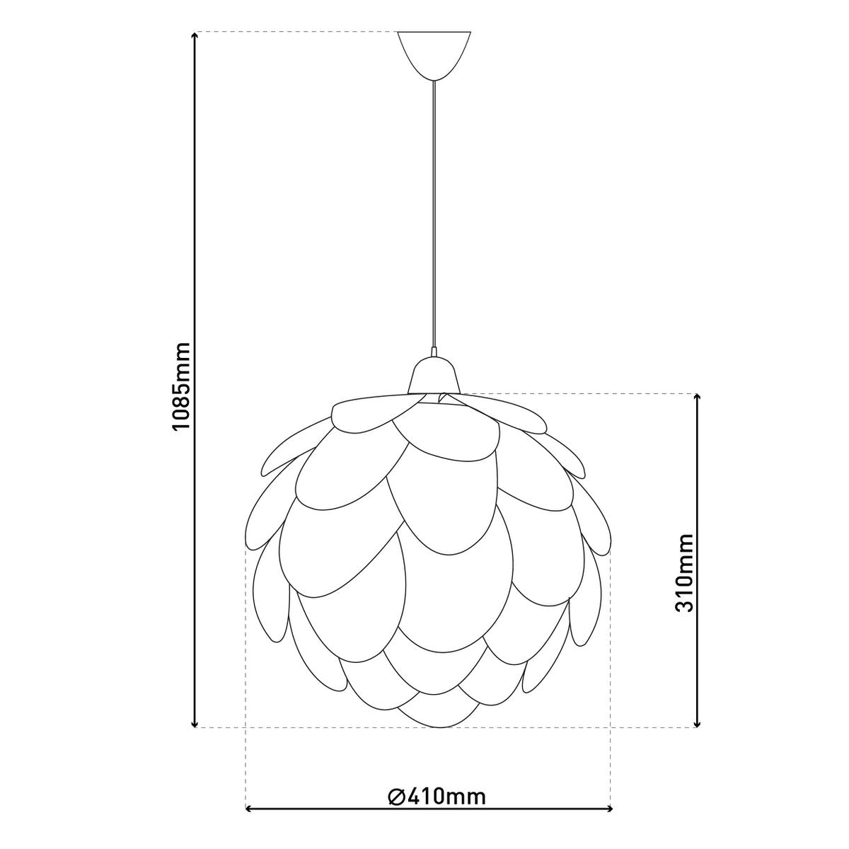Hanger lamp "fora" gemaakt van metaal en iriserend plastic, e27 socket, verlichting voor woonkamer, eetkamer en kantoor, Ø40 cm