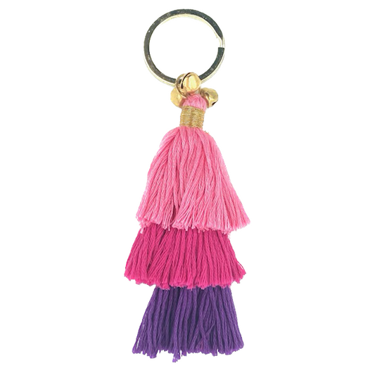 Luna -Leena Keychain Tassels - Bag Charm - Paars - Organisch katoen - Handgemaakt in Nepal - zakhanger