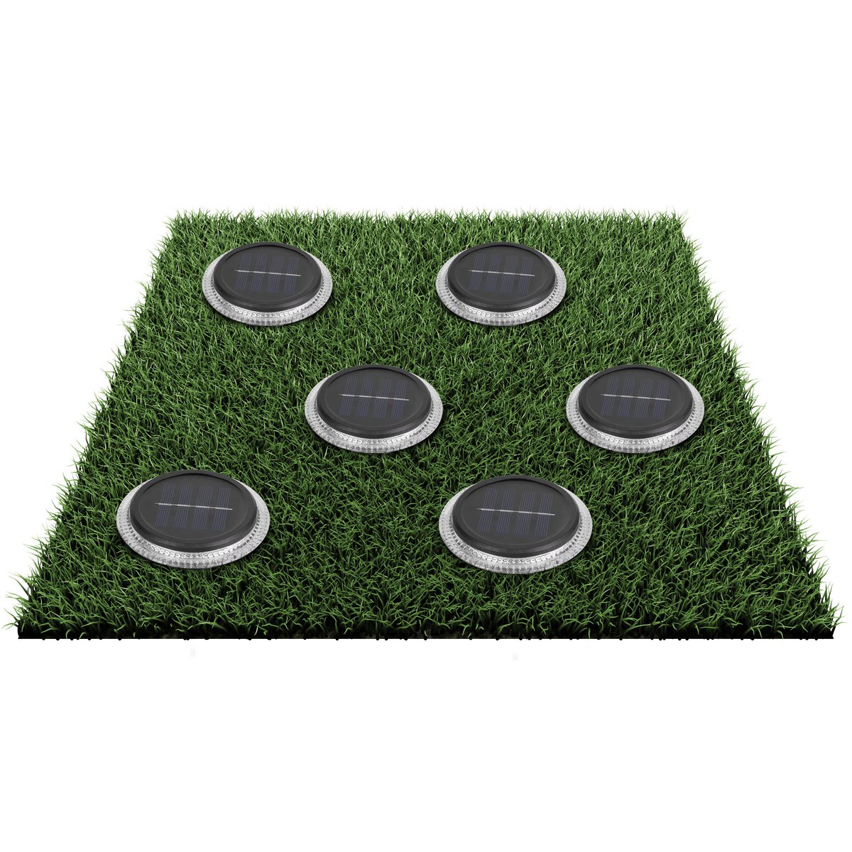 6 Set Solar-Boden-Sprießleucht Ø ca. 11,2 cm, zwart plastic, schemeringsensor, voor toegang, terras en paden