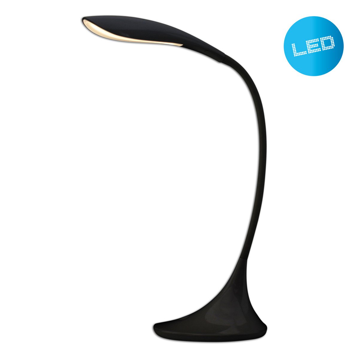 LED -tafellamp "Alf" gemaakt van metaal en plastic in het zwart, met geïntegreerde LED