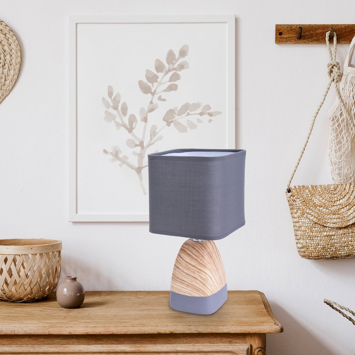 Ceramict Table Lamp "Cremona" gemaakt van keramiek in bruin/grijs met E14 -aansluiting, tafellamp voor woonkamers 31 cm hoog