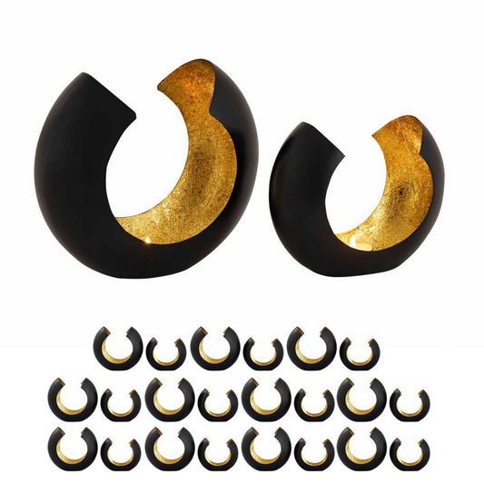 Kaarsenhouder 24-delige set 2 x 12 ve groenlicht houder kaarse stand omega zwarte mat gilded erin