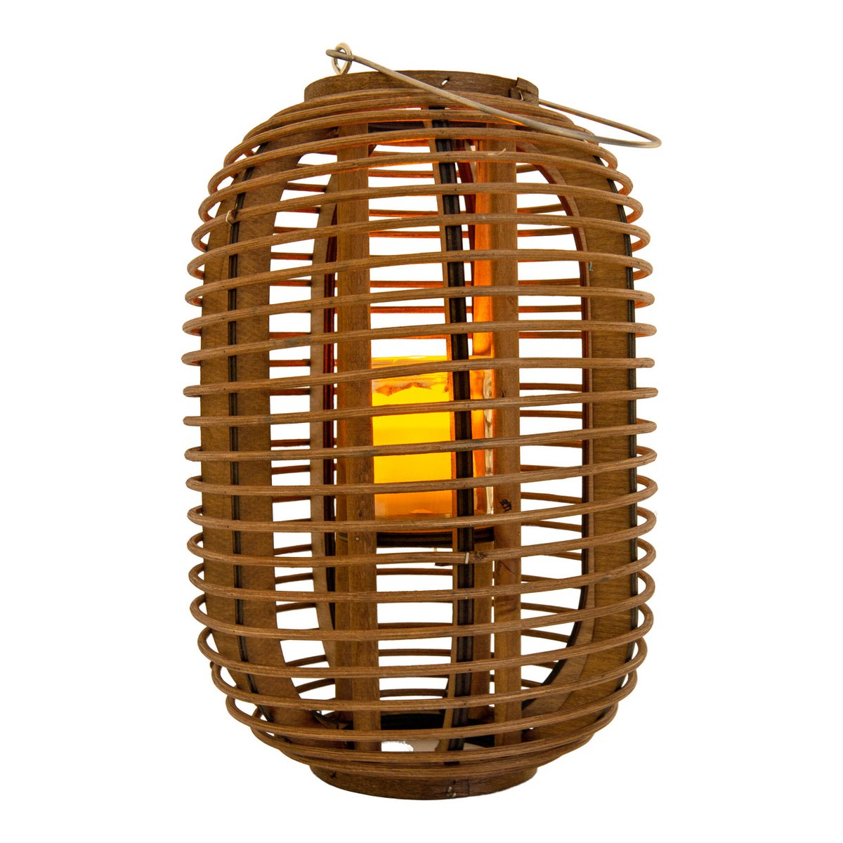 Decollicht "Korbinian" inclusief Solar Led Candle voor tuin en terras, zonnelamp gemaakt van bruin rotan, hoogte 32 cm