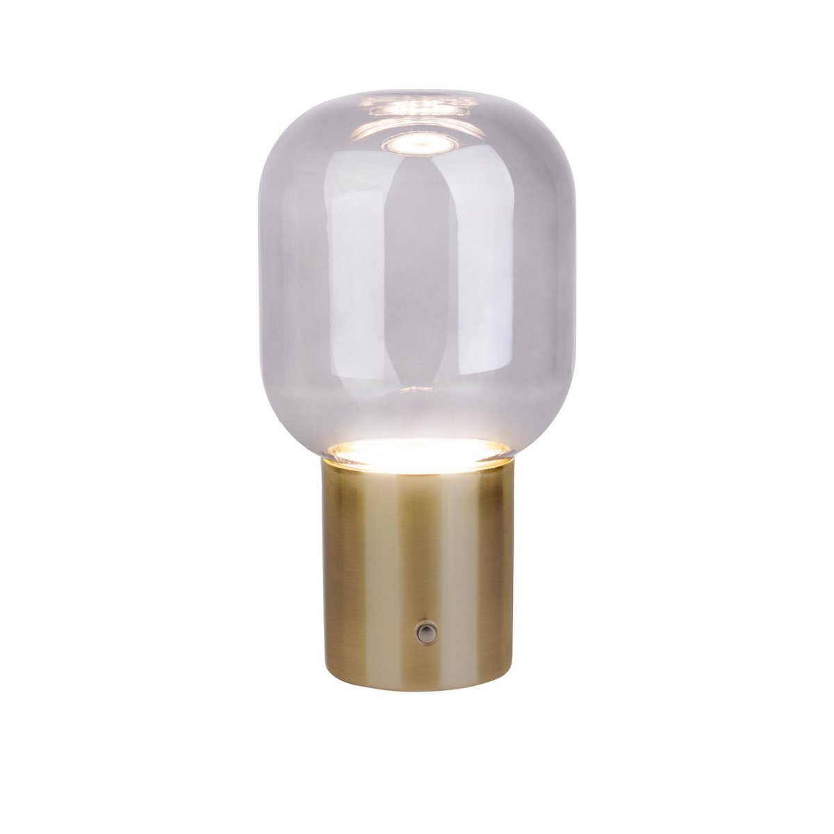 Draadloos tafellicht "Albero" decoratief tafellicht gemaakt van messing gekleurd metaal en glas met stevig ingebouwde LED's, dimbaar met aanraaksensor, 25 cm hoog