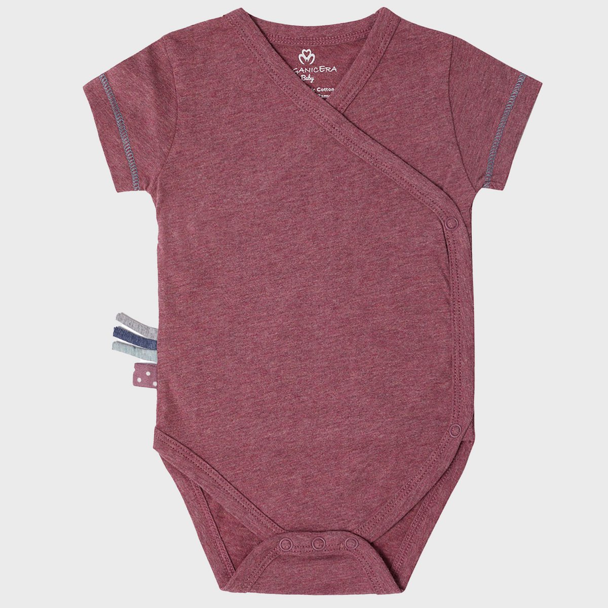 OrganicEra Organic Baby S/S Kimono body, bordeaux