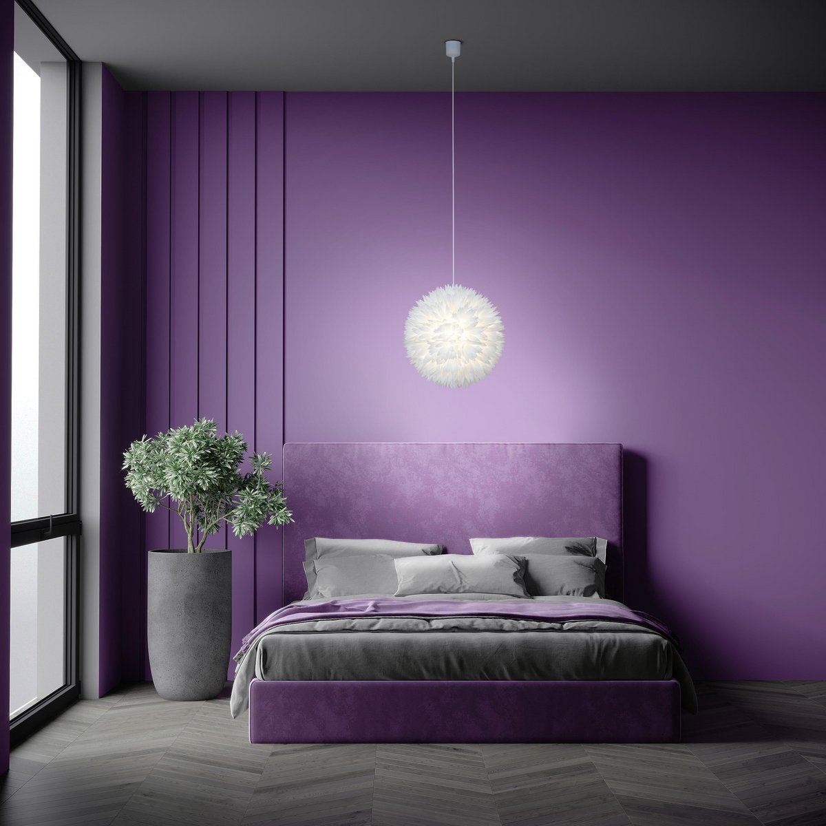 Hanger lamp "lotus" speelde hangende lamp gemaakt van wit plastic, met stevig geïnstalleerde LED's en een Øvon ca. 47 cm