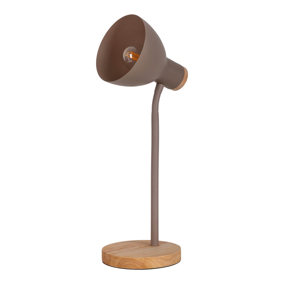"Marie" bureaulamp gemaakt van metaal en hout, E14, bruin, 36,5 cm hoog