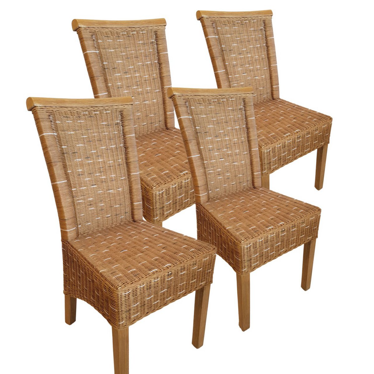Eetkamerstoelen Set 4 stuks Rattan stoelen eettafel stoelen Perth Brown Corridors