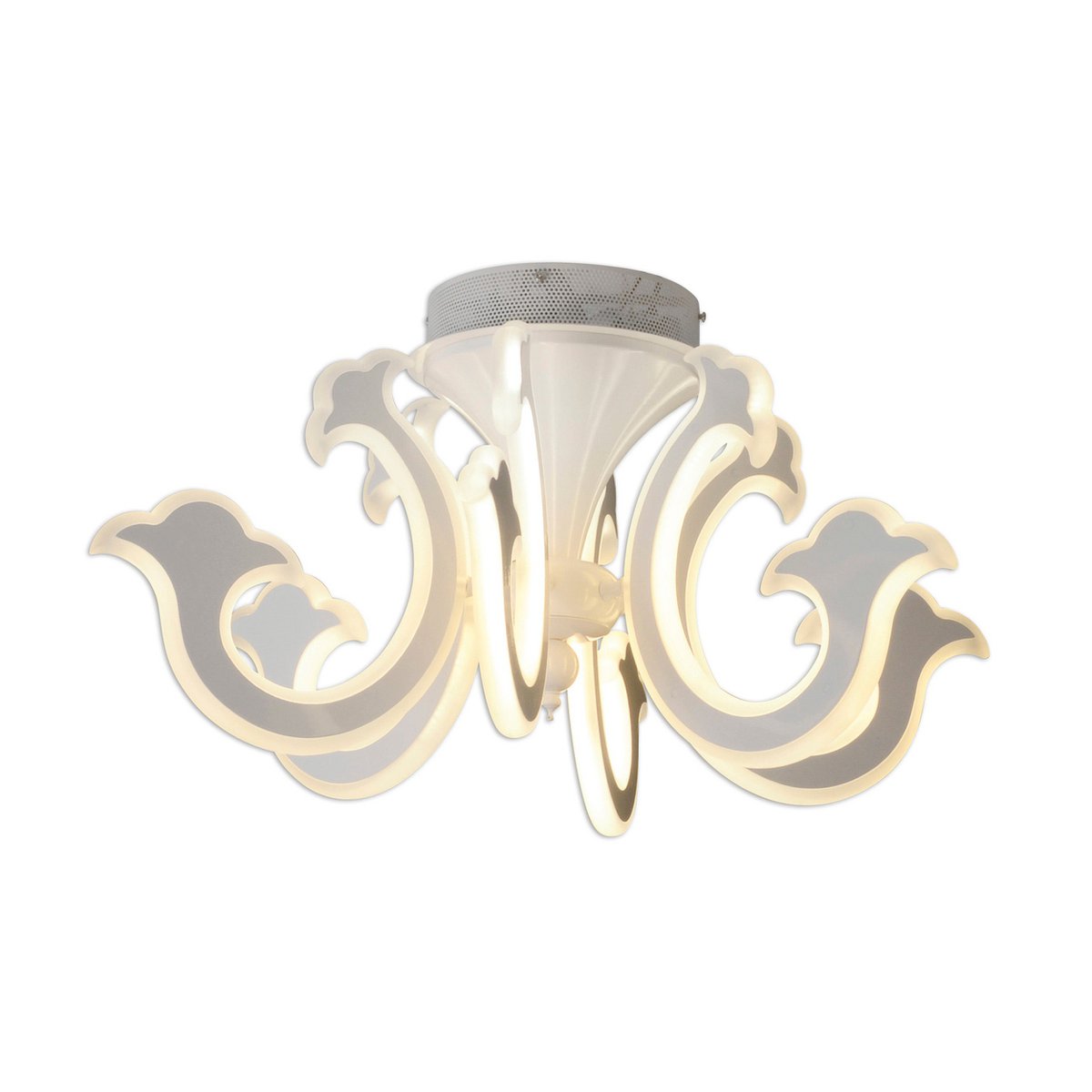 Led Crown "Ludwig" wit Ø 66 cm, met stevig geïnstalleerde LED's, metaal in wit