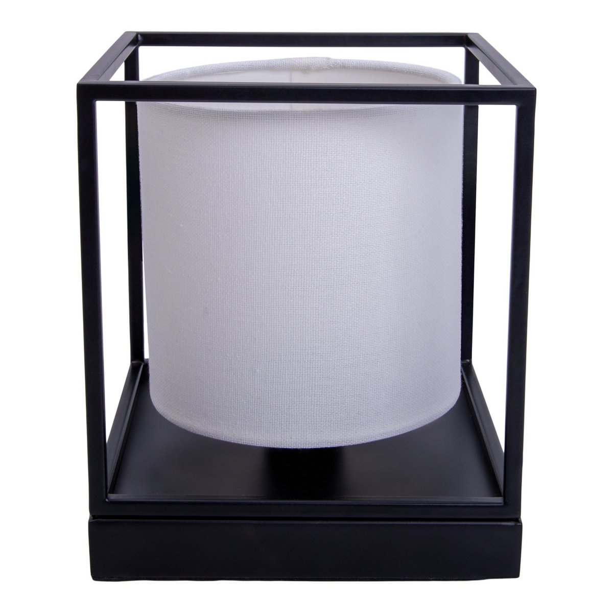 Tafellamp "Beta" wit gemaakt van metaal met stof paraplu in wit, met E14 -aansluiting, lamp voor woonkamer, eetkamer, gang en kantoor, 15 x 15 x 17 cm