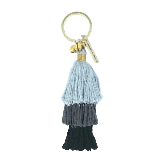 Luna -Leena Keychain kwamen grijs/zwart - tas charme - biologisch katoen - handgemaakt in nepal - tashanger