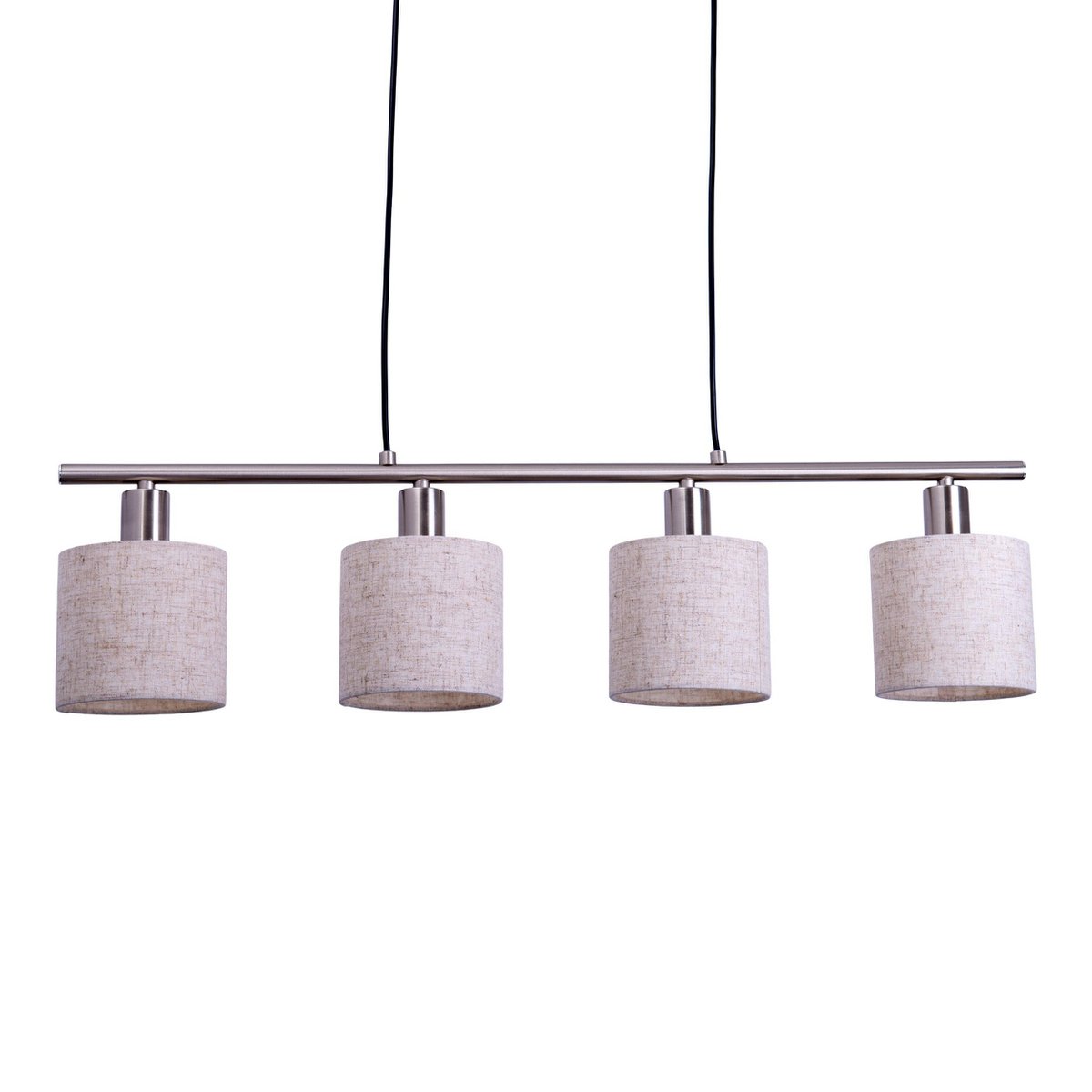 4 hanger lamp "maron" gemaakt van metalen satin mat met stof paraplu's in de natuur, met E14-aansluiting, lamp voor woonkamer of eetkamer, 71,5 x 12 cm