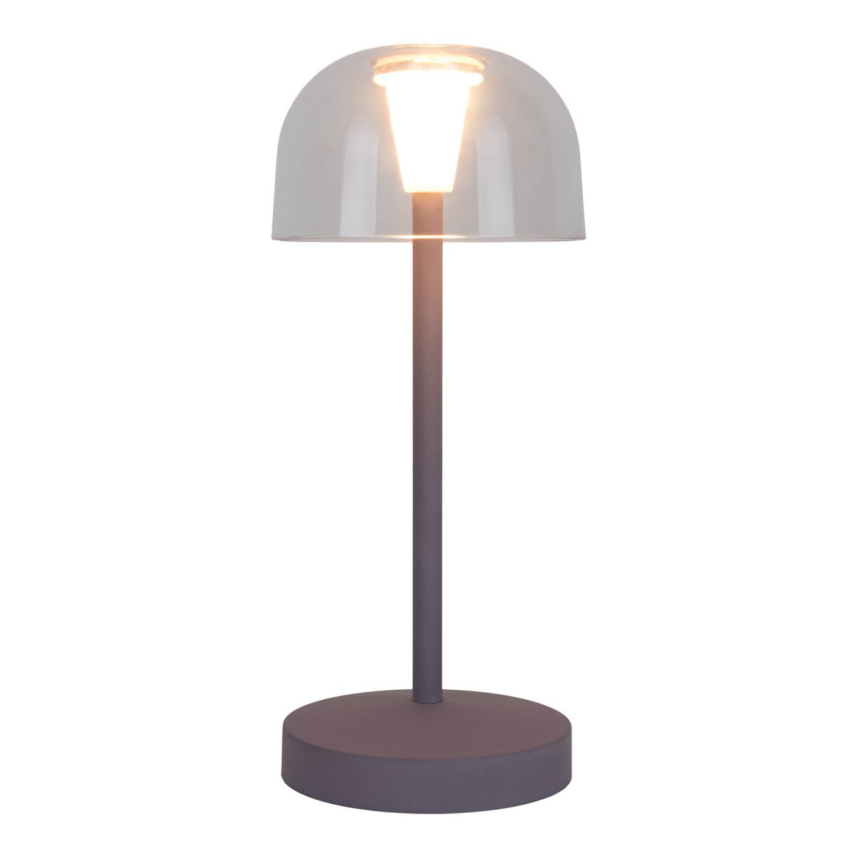 2-ex-ingestelde LED-batterijtafel Licht "Gomba" voor buiten en binnen, gemaakt van metaal en plastic in bramen, 18,5 cm hoog