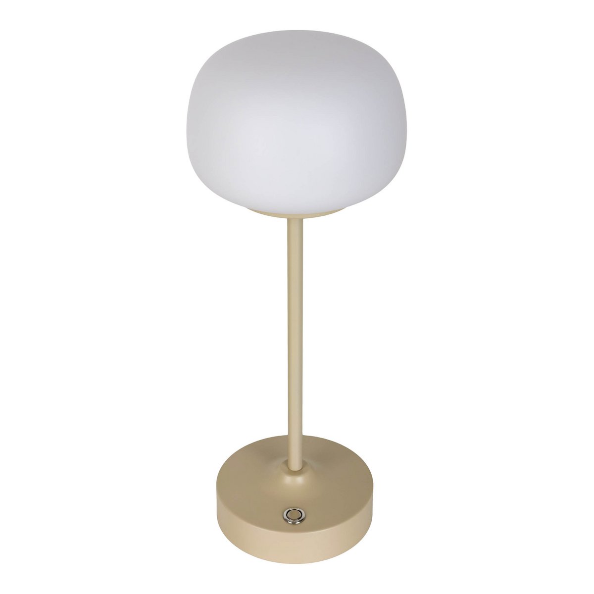LED -batterij/ tafellamp "Pina" 30 cm hoog, gemaakt van metaal (beige) en glas (wit), geïntegreerde LED's, warm wit