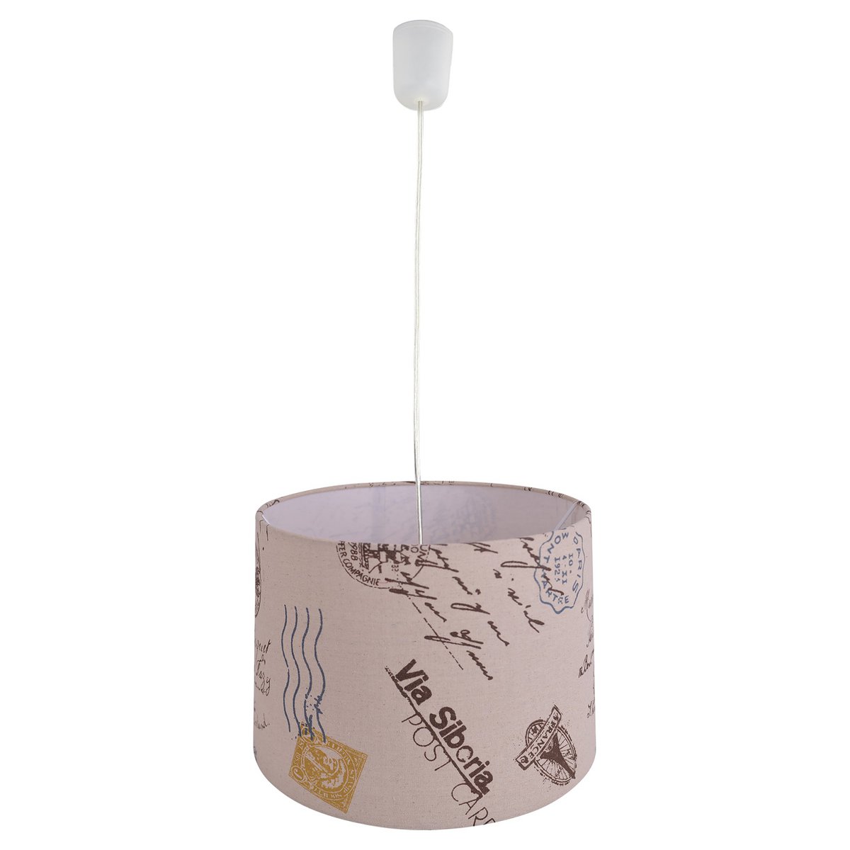 Textiel hanglamp "print", jong wonen, hangende lamp, textiel in bruin, E27 Socket, voor eetkamer, woonkamer, gang of kantoor, Ø40 cm