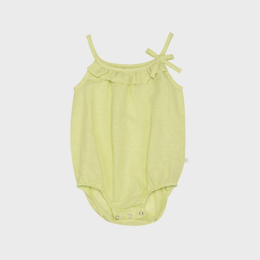 OrganicEra biologische hennep babybody met ruches, appelgroen