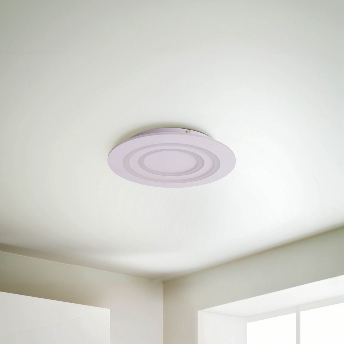 LED-plafondlicht "mirel" Ø 50 cm, 6 cm hoog, metaal en plastic in wit, geïntegreerde LED's, 2400 lm, dimmable, CCT-functie 3000-6500 K, RGB kleurverandering