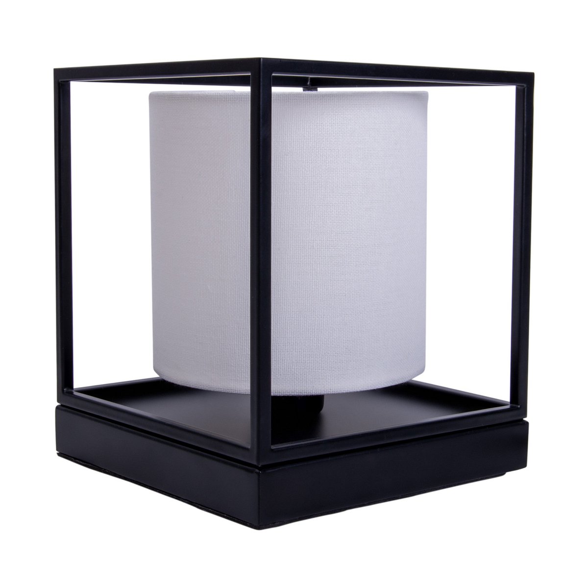 Tafellamp "Beta" wit gemaakt van metaal met stof paraplu in wit, met E14 -aansluiting, lamp voor woonkamer, eetkamer, gang en kantoor, 15 x 15 x 17 cm