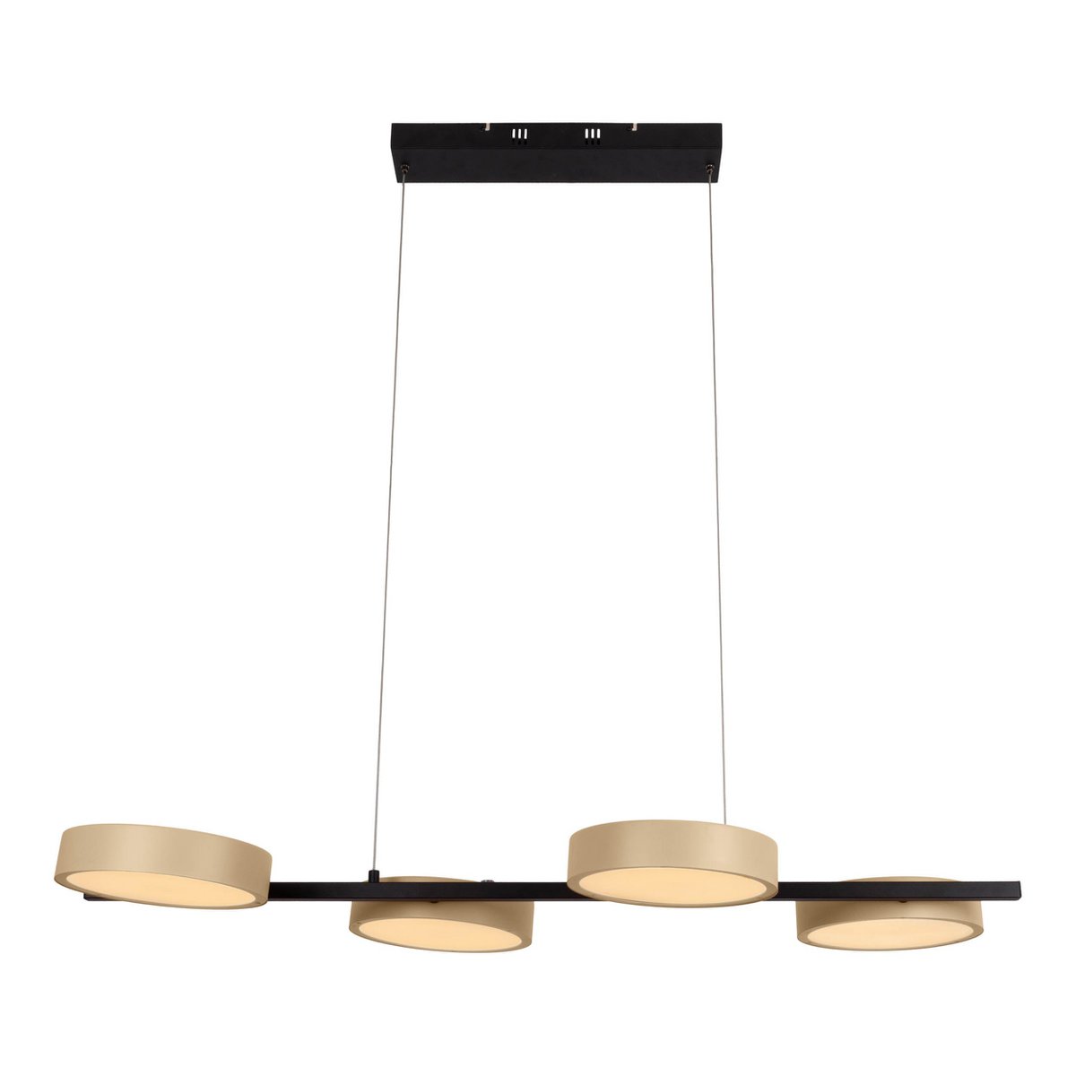 Led hanger lamp "Tessa" amandel, 150 cm hoog, 110 cm lang, gemaakt van metaal in matte amandel (Pantone 481 C) en zwart -wit plastic