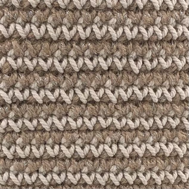 Luna -Leena Basket High met Off White Stripes - Jute & Cotton - H30cm - Hand Crochet in Nepal