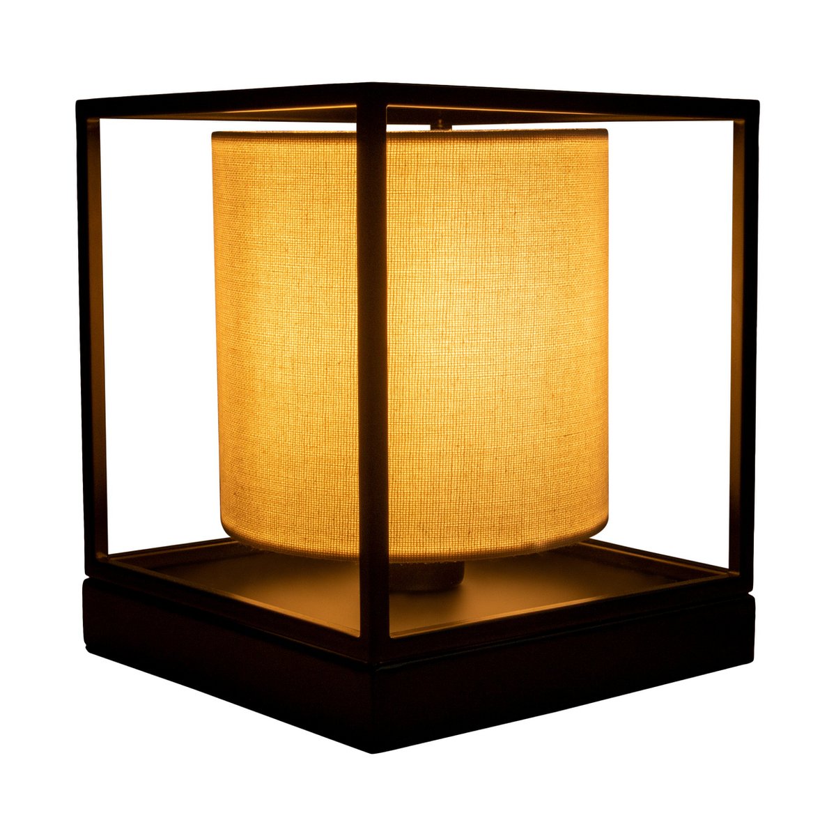 Tafellamp "Beta" wit gemaakt van metaal met stof paraplu in wit, met E14 -aansluiting, lamp voor woonkamer, eetkamer, gang en kantoor, 15 x 15 x 17 cm