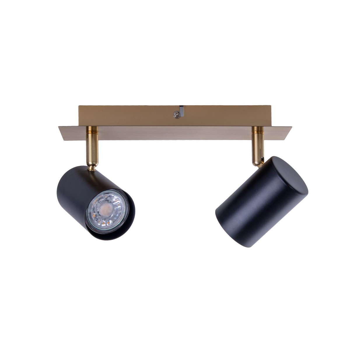 Muur- en plafondlamp met 2 zitplaatsen "Frida" in metalen zwart / goud, plafond schijnwerpers, GU10, plafondlamp voor eetkamer, woonkamer, gang of kantoor, 24 cm lang