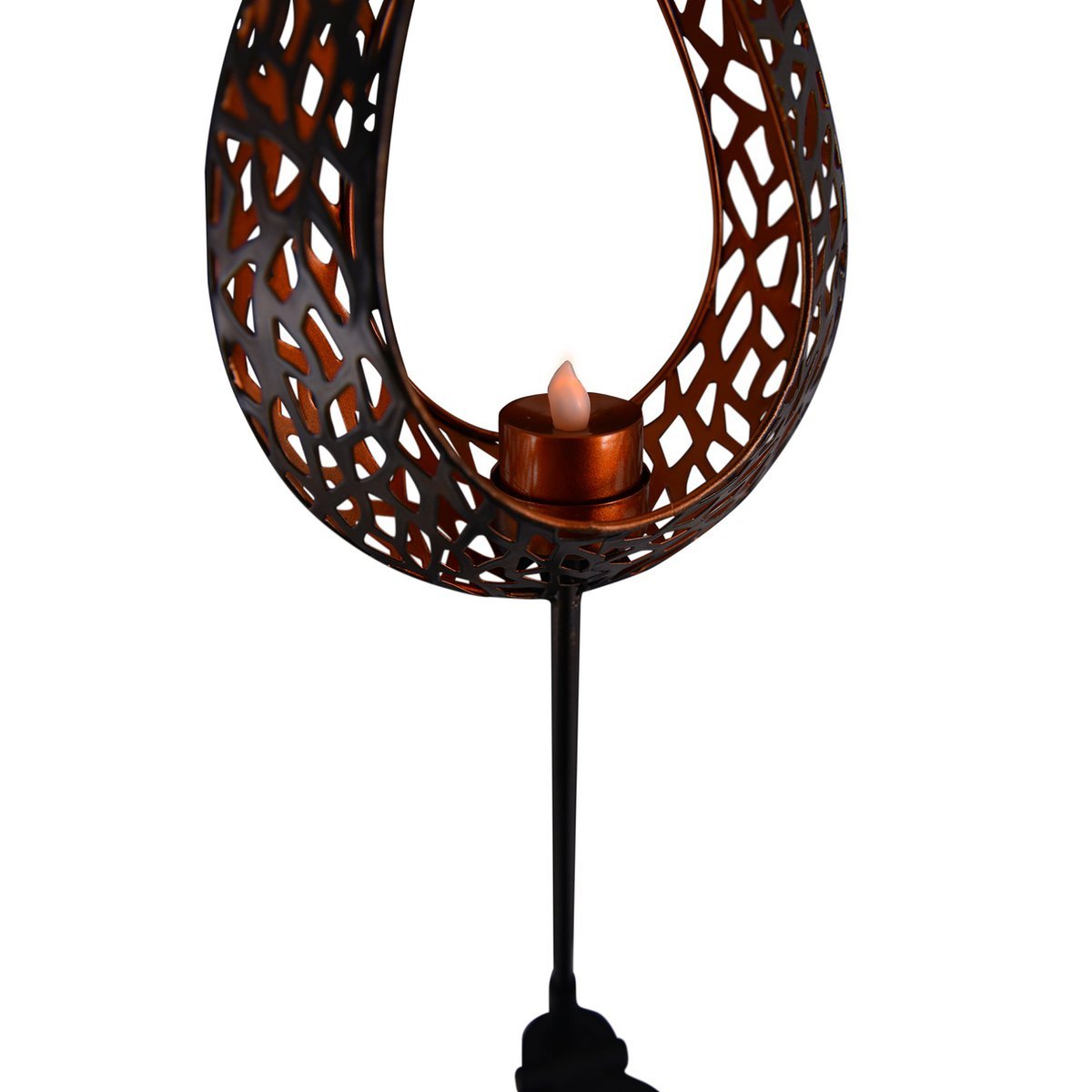 LED Solar Earth Spit "Flame" -outer en Spit gemaakt van metaal en plastic in bruin, met geïntegreerde LED