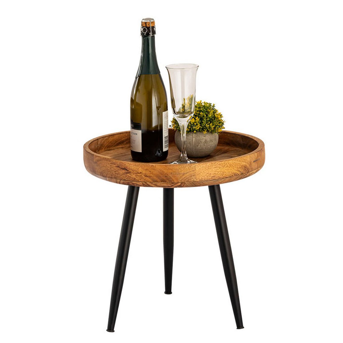 Bijzettafel hout rond Ø 40 of 50 cm 2e keuze Vancouver salontafel woonkamer tafel benen zwarte mat