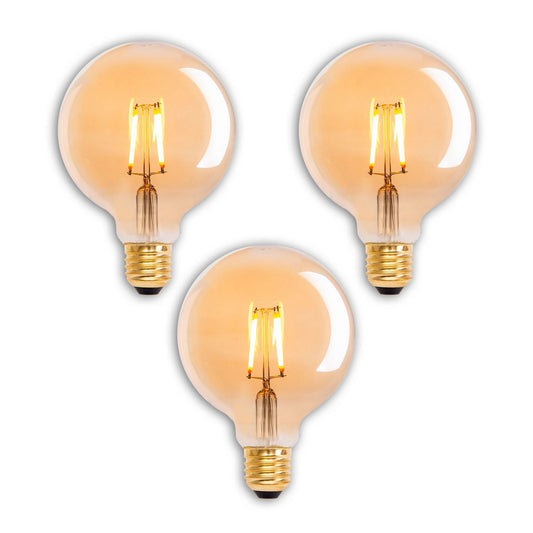 3-set LED Illuminant E27 versie 4.1 watt, gemaakt van metaal en glas, warm wit